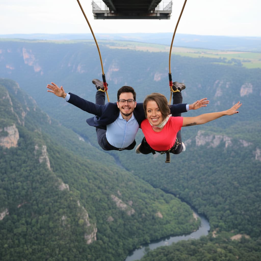 Pulo de bungee jump na lua de mel